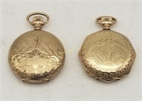 2 Small Waltham Pocket Watches 1 3/8”