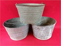 Three Galvanized Buckets