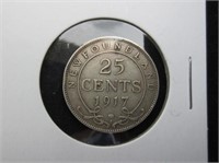 1917 Newfoundland .25c Coin VF