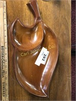 CARVED SOLID MAHOGANY BY CARIBCRAFT SERVING DISH