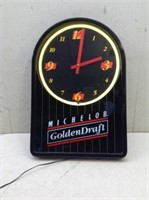 Michelob Golden Draft Neon Clock  Clean  Plastic