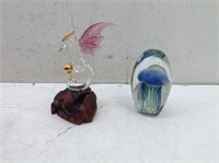 (2) Nice Glass Items  Hand Blown Dragon & Paper