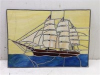 Stained Leaded Glass Tall Ship  26 x 18