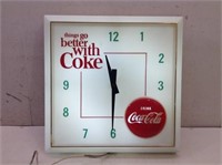 Lighted Coca Cola Clock  Working  16 x 16