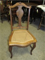 Fancy Cane Bottom Tiger Oak Chair