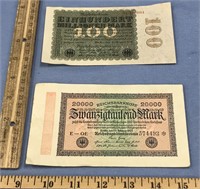 WWII currency from various countries: three paper