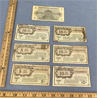 WWII currency from various countries: seven paper