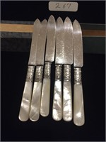 Lot 6 Antique MOP Knives Sterling Cuff