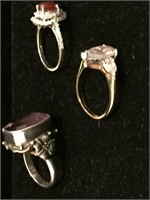 Lot 3 Woman Sterling Rings Stones