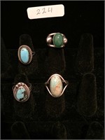 Lot 4 Sterling Rings Woman Turquoise Opal