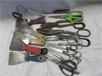 Putty knives, tin snips, shears