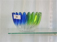 BLENKO BLUE-GREEN CONSOLE BOWL