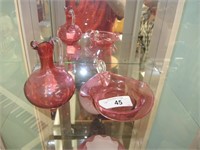 PAIR OF CRANBERRY GLASS ITEMS