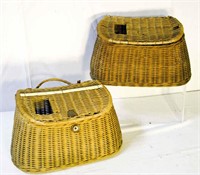 2 Vintage Woven Basket Fishing Creels