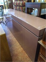 Purple formica office counter