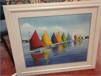 Sailboat painting in frame