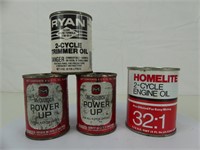 LOT: MCCULLOCH, RYAN, & HOMELITE ENGINE OIL CANS