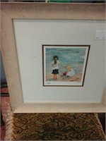 Painting of children playing in water