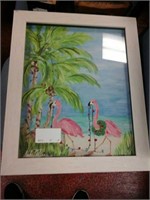 Painting of flamingos
