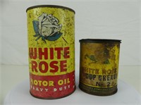 LOT: WHITE ROSE MOTOR OIL & CUP CREASE CANS