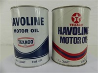 LOT: 2 TEXACO HAVOLINE MOTOR OIL U.S. QUART CANS