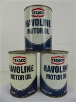 LOT: 3 TEXACO HAVOLINE MOTOR OIL U.S. QUART CANS