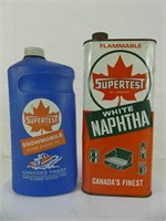 SUPERTEST WHITE NAPHTHA & SNOWMOBILE OIL CANS