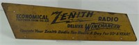 ZENITH RADIO DOUBLE SIDED METAL DISPLAY STAND SIGN