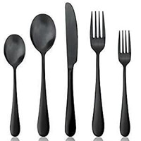 Cutlery Set, AOOSY 5-piece Matte Black Flatware
