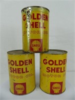 LOT: 3 GOLDEN SHELL MOTOR OIL 1 U.S. QT. CANS