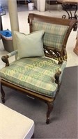 Century Carved Wide Chair with Silk Upholstery