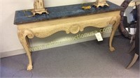 Century Oak and Marble Top Entry/Sofa Table 
61W