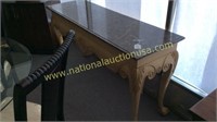 Century Oak and Marble Top Entry/Sofa Table
61W