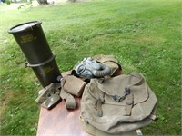 Lot of WWII Arm Gear, Gas Mask, Bags, ect