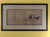 Japanese Print of a Painting of Geese Flying