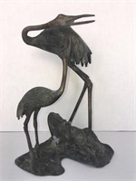Beautiful Metal Heron Figurines on Base