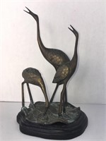 Beautiful Metal Heron Figurines on Base