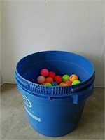 Bucket of Multicolored Golf Balls
