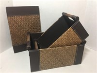 Beautiful Leather-Like / Wicker Baskets