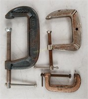 Lot Of 3 C-clamps Different Sizes Tools