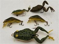 Lot Of 5 Frog Shaped Fishing Lures