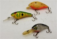 Lot Of 3 Fishing Lures Cordell Poe's Rebel