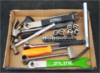 Box Lot Of Tools Mixed Wrenches Sockets Hammers