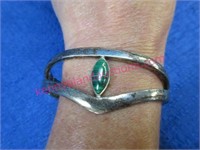 mexico sterling green malachite bracelet -heavy
