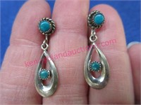 vintage turquoise & silver dangle earrings