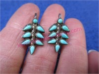 vintage turquoise & silver leaf earrings