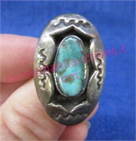 vintage turquoise & silver ring - size 6.75