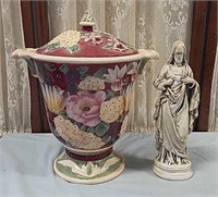 Large Urn with Lid & Statue