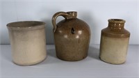 Lot of 3 Earthenware Crocks