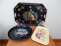 Group of Toleware Hand Painted Trays